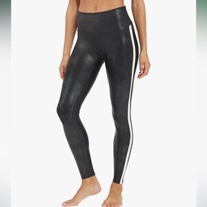NWT SPANX Faux Leather Leggings for Women Tummy Control with Side Stripe